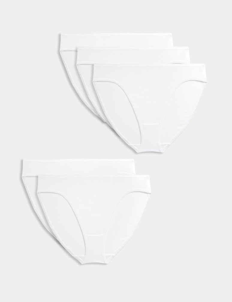 5pk Pure Cotton High Leg Knickers