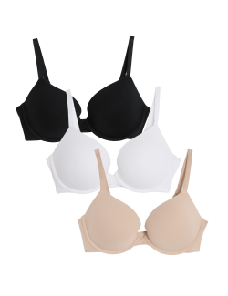 3pk Cotton Wired Push-Up Bras A-E