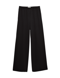 Crepe Elasticated Waist Wide Leg Trousers
