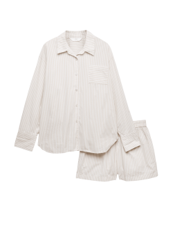 Krátká pruhovaná souprava, z čisté bavlny