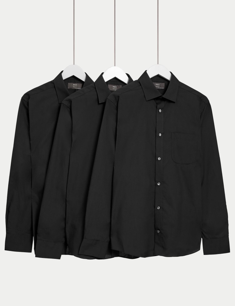 3 Pack Slim Fit Long Sleeve Shirts