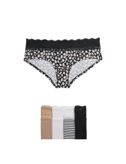 Šortkové kalhotky s nízkým pasem s vysokým podílem bavlny a potiskem, 5 ks