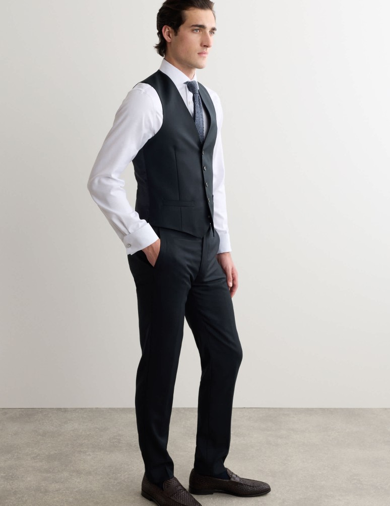 Tailored Fit Pure Wool Twill Waistcoat