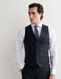 Tailored Fit Pure Wool Twill Waistcoat