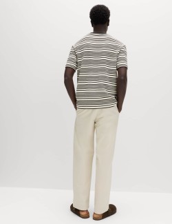 Pruhované texturované tričko volného střihu s vysokým podílem bavlny