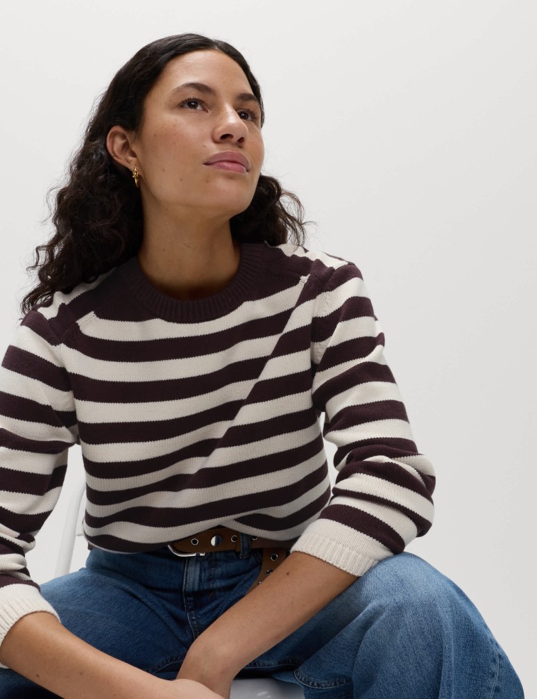 Cotton Rich Striped Cropped Jumper
