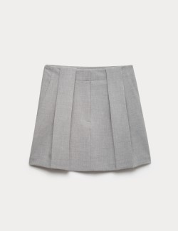 Melange Pleated Mini Skirt