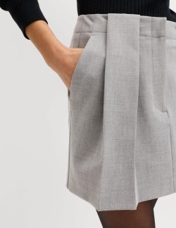 Melange Pleated Mini Skirt