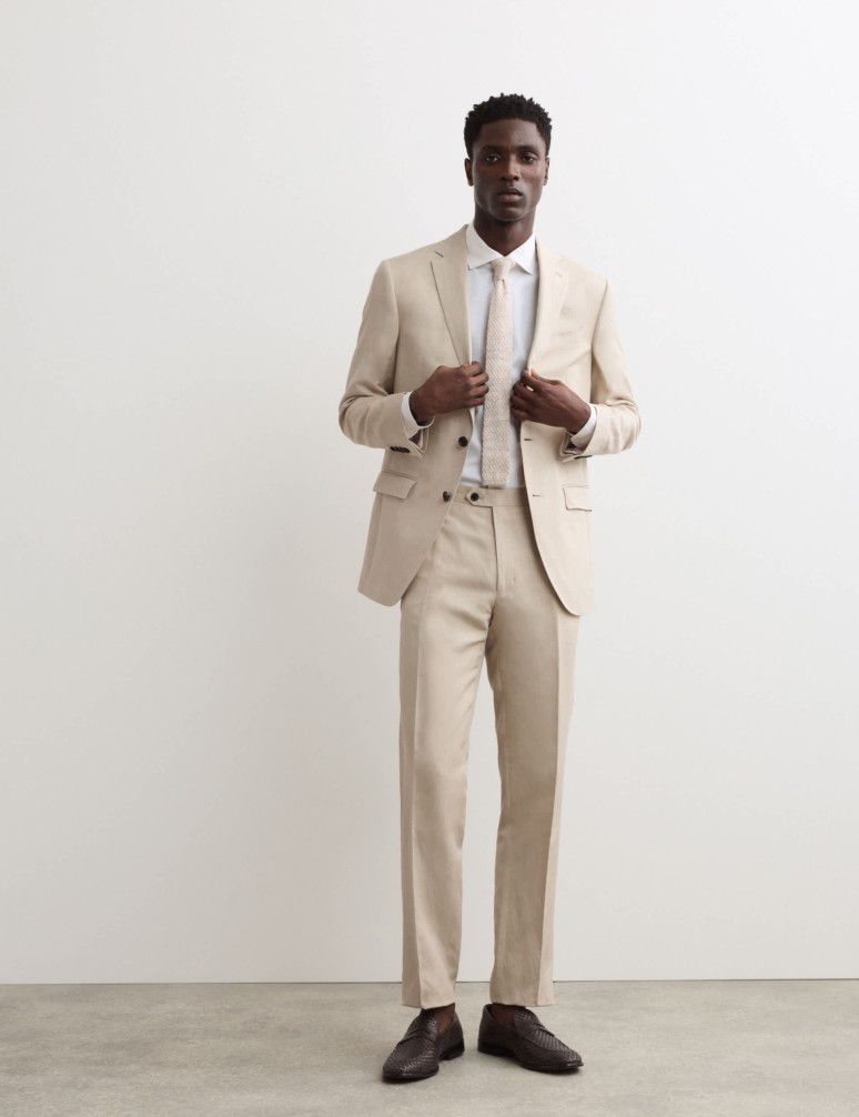 Tailored Fit Linen Blend Suit Jacket