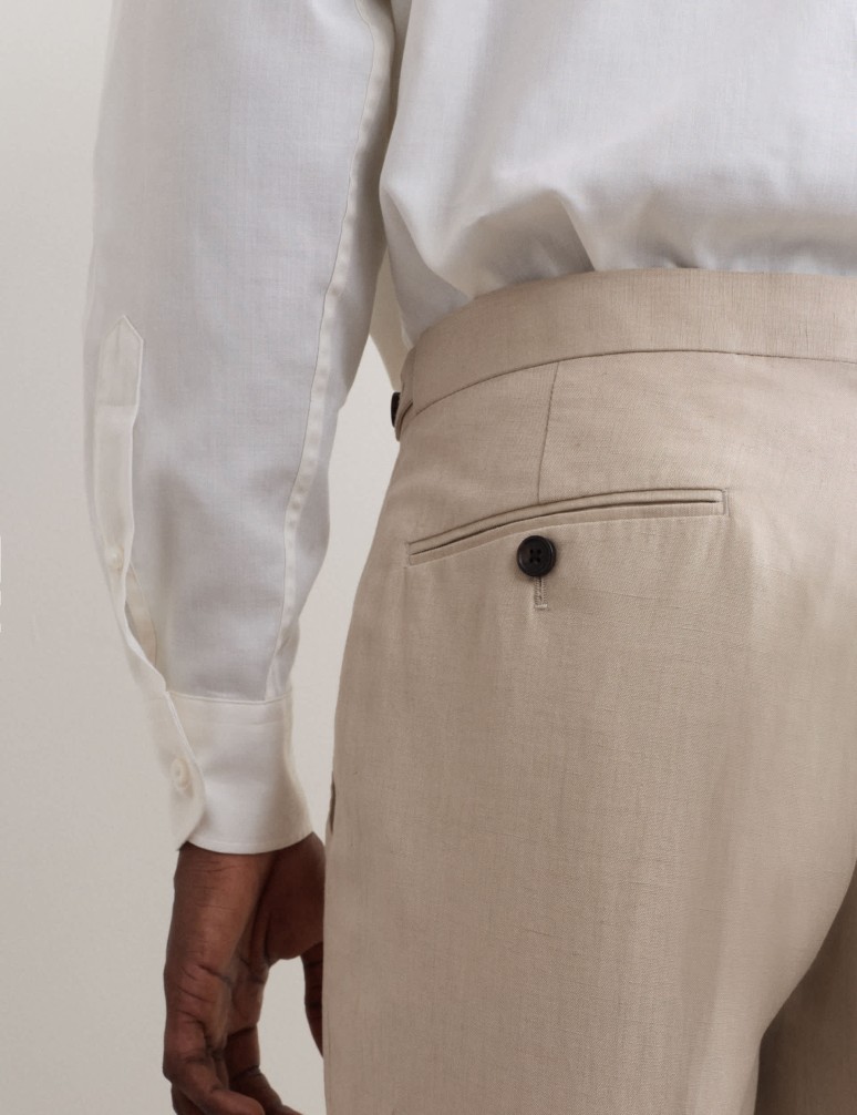 Tailored Fit Silk Linen Blend Trousers