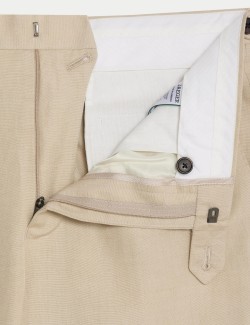 Tailored Fit Silk Linen Blend Trousers
