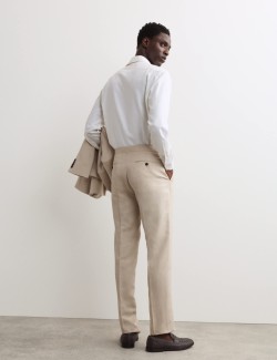 Tailored Fit Silk Linen Blend Trousers
