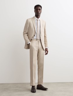 Tailored Fit Silk Linen Blend Trousers
