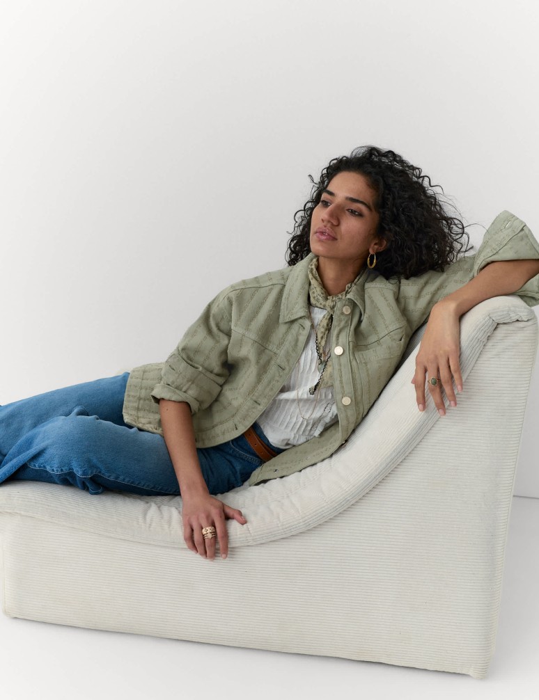 Pure Cotton Textured Denim Shirt