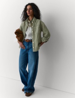 Pure Cotton Textured Denim Shirt