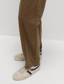 Jersey Twill Checked Straight Leg Trousers