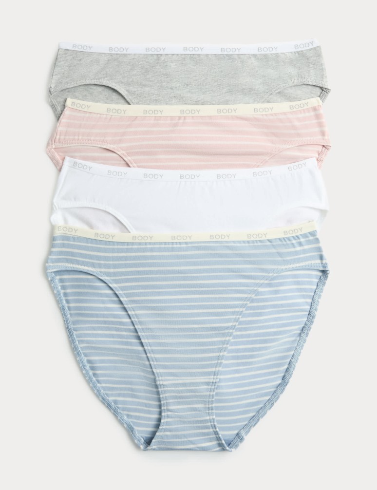 Vysoce vykrojené kalhotky s vysokým podílem bavlny Supima, 4 ks