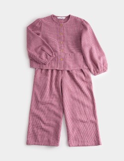 2pc Pure Cotton Checked Top & Bottom Outfit (2-8 Yrs)