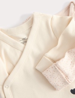 5pk Pure Cotton Heart Ribbed Bodysuits (6½lbs-3 Yrs)