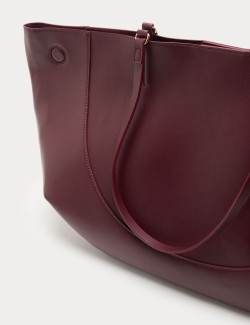 Faux Leather Stitch Detail Tote Bag
