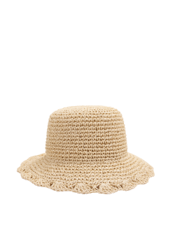 Straw Scalloped Edge Fedora Hat