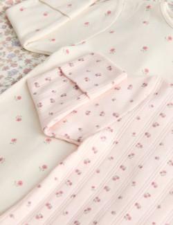 3pk Pure Cotton Floral Sleepsuits (6½lbs-3 Yrs)