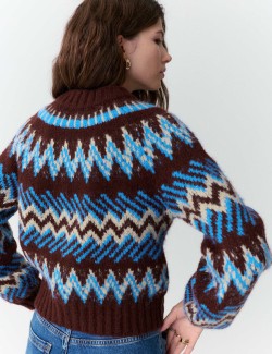 Fair Isle Knitted Bomber Cardigan