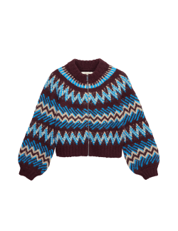 Fair Isle Knitted Bomber Cardigan