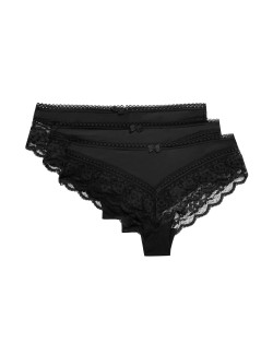 3pk Lace Trim Brazilian Knickers