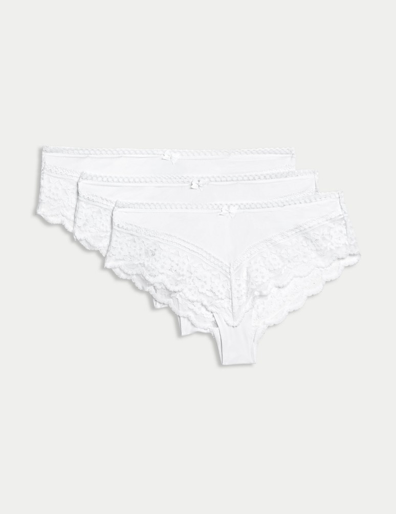 3pk Lace Trim Brazilian Knickers