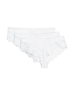 3pk Lace Trim Brazilian Knickers