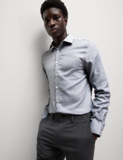 Slim Fit Luxury Pure Cotton Textured Shirt