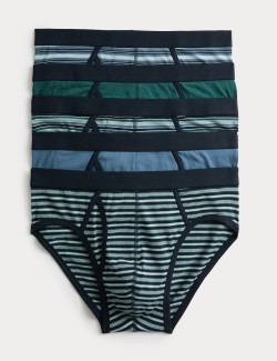 5 Pack Striped Cotton Rich Briefs