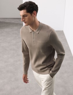 Milano Knit Relaxed Half Zip Polo Shirt