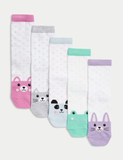 5 párů bavlněných ponožek s puntíky a zvířecím motivem