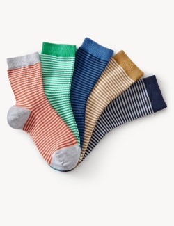 5 párů proužkovaných ponožek s vysokým podílem bavlny