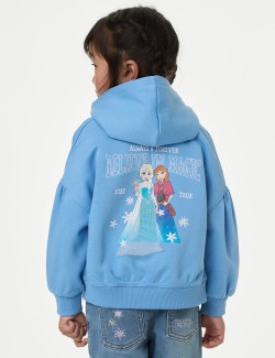 Mikina s kapucí a zipem, s potiskem Disney Ledové království™ a vysokým podílem bavlny (2–8 let)