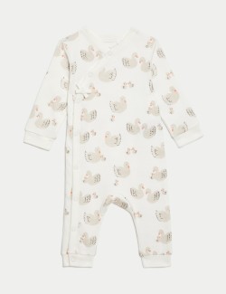 3pk Pure Cotton Swan & Spot Sleepsuits (6½lbs-3 Yrs)