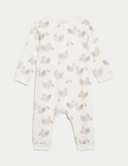 3pk Pure Cotton Swan & Spot Sleepsuits (6½lbs-3 Yrs)