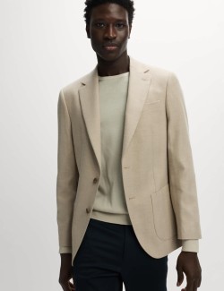 Tailored Fit Herringbone Stretch Blazer