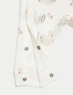 3pk Pure Cotton Swan & Spot Sleepsuits (6½lbs-3 Yrs)