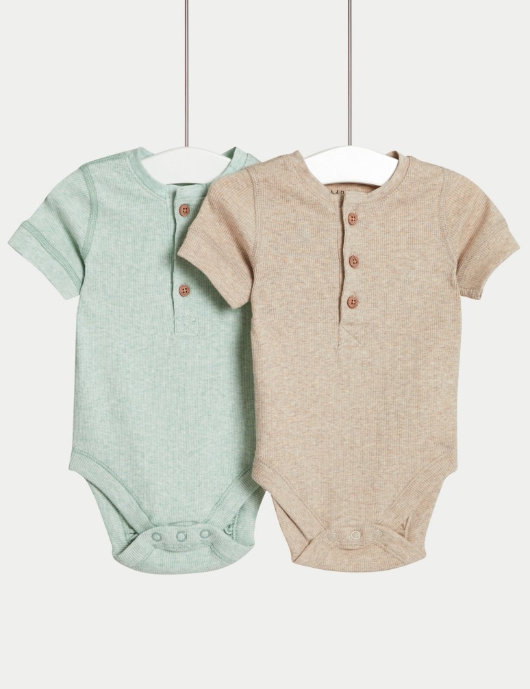 2pk Cotton Rich Bodysuits (6½lbs-3 Yrs)