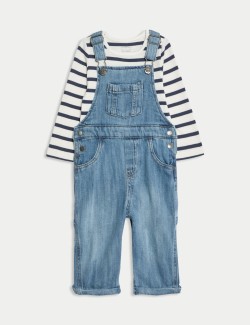 2pc Pure Cotton Denim Dungaree Outfit (0-3 Yrs)