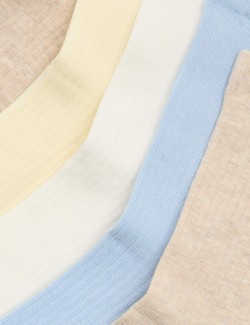 5pk Cotton Rich Ribbed Ankle High Socks