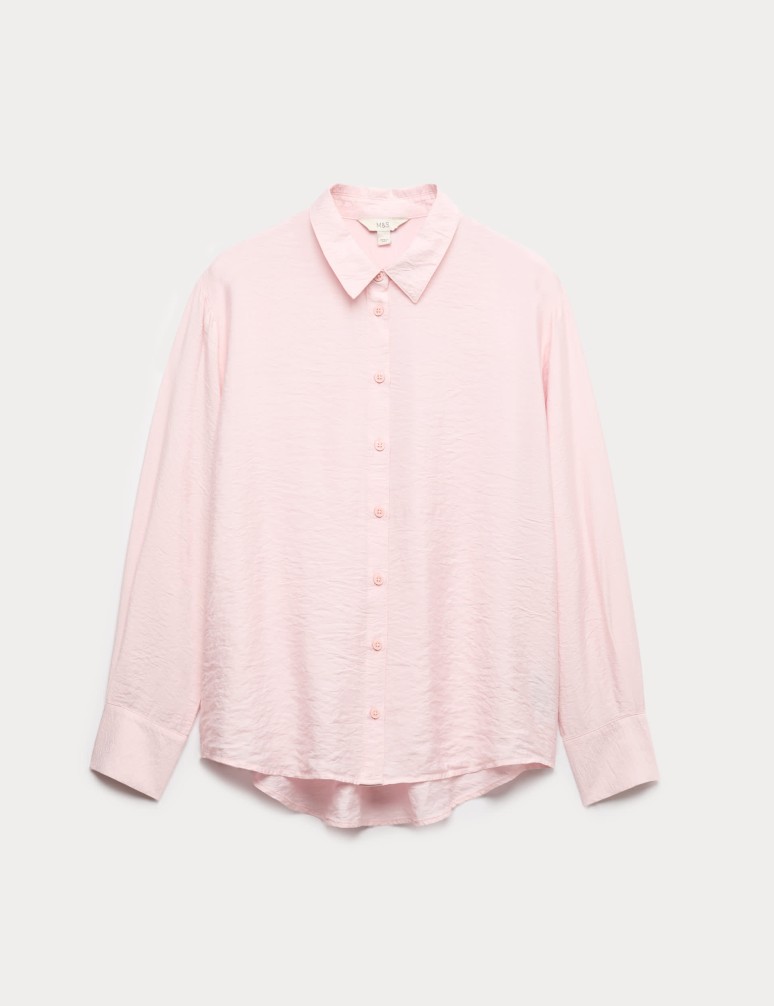 Textured Collared Button Through Shirt