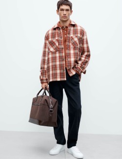 Regular Fit Pure Cotton Checked Overshirt