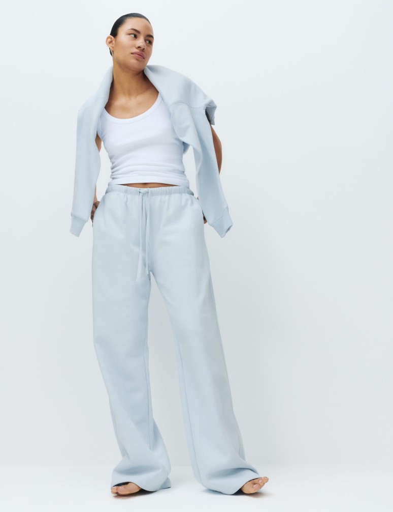 Cotton Rich Brushback Wide Leg Lounge Joggers