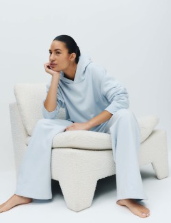 Cotton Rich Brushback Wide Leg Lounge Joggers