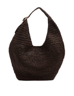 Taška přes rameno se slaměným vzhledem a kovovými detaily