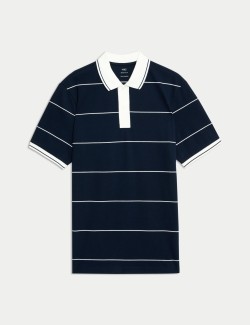 Pruhovaná piké polokošile z čisté bavlny